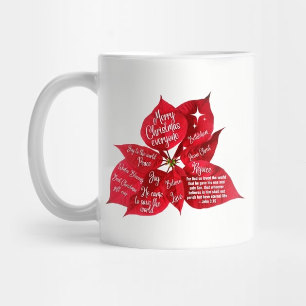 Merry Christmas everyone red leaves design. by empathyhomey